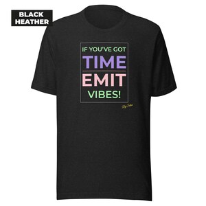Colorful typography tee, modern text design shirt, unisex Bella+Canvas 3001 Black Heather