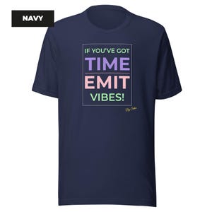 Colorful typography tee, modern text design shirt, unisex Bella+Canvas 3001 Navy
