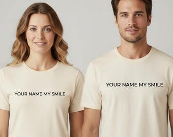 Personalized Valentine Shirt, Your Name My Smile, Matching Couple Tees, Minimal Love Quote
