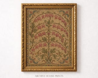 Victorian Romantic Bleeding Hearts Wall Art | Cottagecore Botanical Decor | Garden Tapestry Flower Print | MAILED Print
