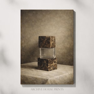 Moody Still Life Stacked Cubes Kitchen Wall Art Print | Vintage Minimalist Still Life, Kitchen Artwork, PRINTABLE Digital Download