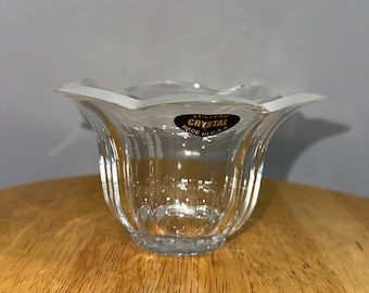 Piatto per dolciumi in cristallo vintage americano, ciotola in cristallo al piombo al 24%, vetro a forma di fiore, prodotto negli Stati Uniti, decorazione natalizia