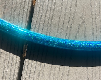 TEAL HOLOGLITTER -holographic sparkle taped hula hoop- polypro or hdpe tubing- free shipping, clear protection tape & optional grip tape
