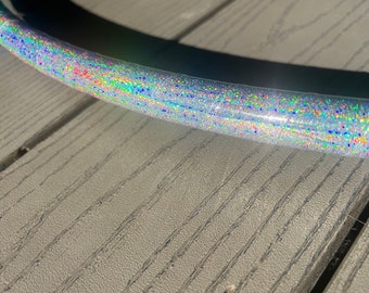 SILVER HOLOGLITTER - holographic sparkle taped hula hoop- polypro or HDPE tubing- free shipping, clear protection tape & optional grip  tape