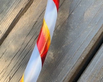 Fire Ombré Spiral- color morph/color shifting one spiral taped DAY hoop - polypro or hdpe-clear protection tape and grip tape included