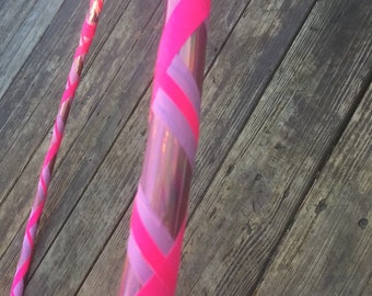 Pretty In Pink Hula Hoop-  Beginner/ Workout/ Extra Large Giant/ Intermediate/Dance/Kids/Tiny Tot Size and Mom/Dad & Me Sets