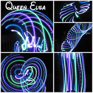ICE QUEEN LED hoop (Elsa inspired)!! Rechargeable, Collapsible, Custom Sizes-Kids, Beginner, Polypro, xL options