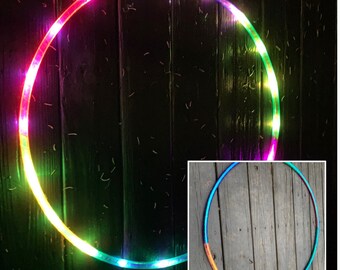 Multi Morph TAPED LED Hoop- Day & Night Hoop- Rechargeable, Collapsible, Custom Sizes-Kids, Polypro, XL options - free shipping