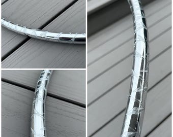 SILVER DIAMOND PLATE- Holographic Taped Hula Hoop- polypro or hdpe tubing- free shipping, clear protection tape & optional grip tape