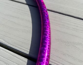 FUSHIA PRISM- Holographic Taped Hula Hoop- polypro or hdpe tubing- free shipping, clear protection tape & optional grip tape