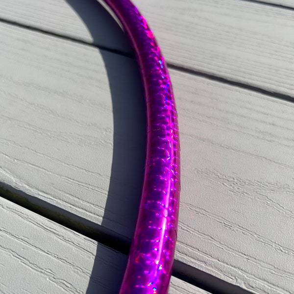 FUSHIA PRISM - Hula Hoop avec ruban holographique - tubes en polypropylène ou en HDPE - livraison gratuite, ruban de protection transparent et ruban adhésif en option