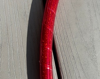 RED HOLOGLITTER -Micro Sparkle Taped Hula Hoop- polypro/hdpe- free shipping, clear protection tape/optional grip tape