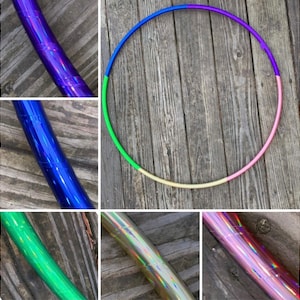 MULTI-RAINBOW SHEEN taped hula hoop -polypro or hdpe hula hoop- free shipping, clear protection tape, & optional grip tape
