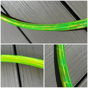 UV YELLOW SHEEN - Oil Slick/Rainbow Sheen Taped Hula Hoop- polypro/hdpe- free shipping, clear protection tape & optional grip tape