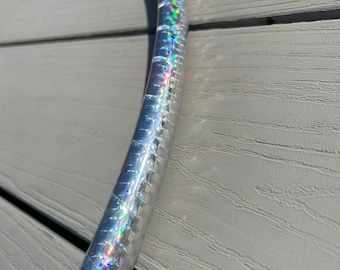 SILVER PRISM- Holographic Taped Hula Hoop- Polypro oder HDPE Schlauch- Versandkostenfrei, Klarsichtschutz-Tape & optionales Griff-Tape