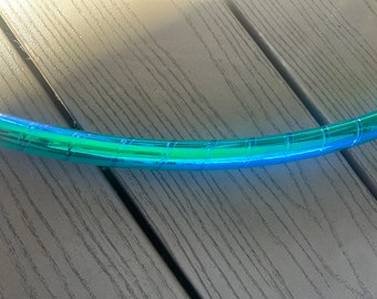 Blue Lagoon geplakte hoelahoep - polypro of HDPE hoelahoep - gratis verzending, doorzichtige beschermingstape en optionele gaffels griptape