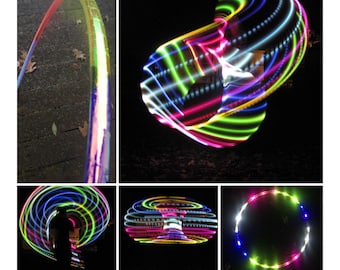 Symmetrical Multi Morph TAPED LED Hoop- Day & Night Hoop- Rechargeable, Collapsible, Custom Sizes-Kids, Polypro, XL options - free shipping