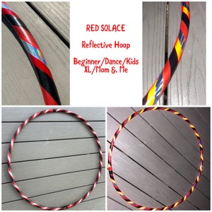 Red Solace REFLECTIVE Beginner Hula Hoop- Beginner/ Workout/ Extra Large Giant/ Intermediate/Dance/Kids/Tiny Tot Size and Mom/Dad & Me Sets