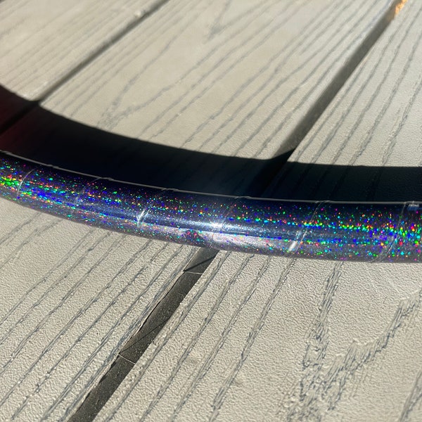 BLACK HOLOGLITTER - holographic sparkle taped hula hoop- polypro or HDPE tubing- free shipping, clear protection tape, & optional grip  tape