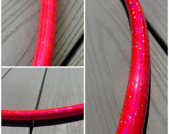 UV-ROZE PAILLETTEN- Holografische blacklight-reactief getapete hoelahoep- polypro/hdpe- doorzichtige beschermingstape en optionele griptape- gratis verzending