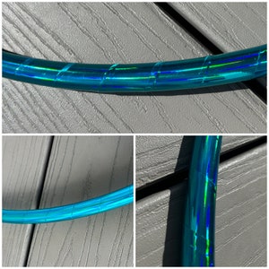 TEAL SHEEN- Oil Slick/ Rainbow Sheen Taped Hula Hoop- polypro/hdpe- free shipping, clear protection tape & optional grip tape