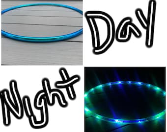 Blue Lagoon Sky- TAPED LED Hoop- Day & Night Hoop- Rechargeable, Collapsible, Custom Sizes-Kids, Polypro, XL options - free shipping