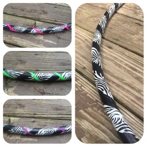 Zeebra Zen- Duct Taped Hula Hoop- beginner, workout, internediate/dance, or kids sized