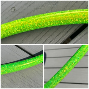 UV YELLOW SEQUINS- Holographic Sparkly Taped Hula Hoop- polypro/hdpe - free clear protection tape & optional grip tape - free shipping