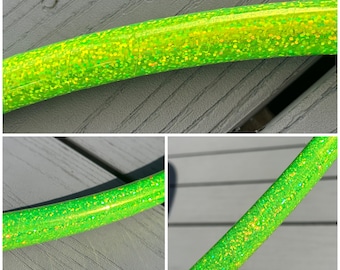 UV YELLOW SEQUINS- Holographic Sparkly Taped Hula Hoop- polypro/hdpe - free clear protection tape & optional grip tape - free shipping