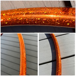 ORANGE SEQUINS - Holographic Sparkle Taped Hula Hoop- polypro or hdpe- free clear protection tape & optional grip tape - FREE shipping