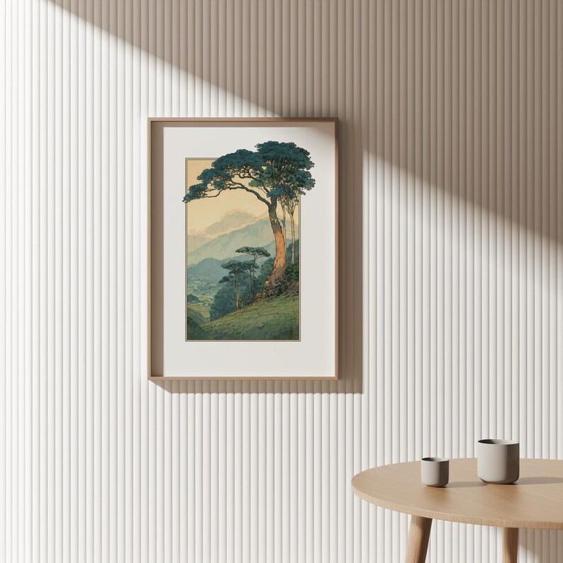 Japanese Forest Art Print, Vintage Landscape Illustration, Tree Wall ...