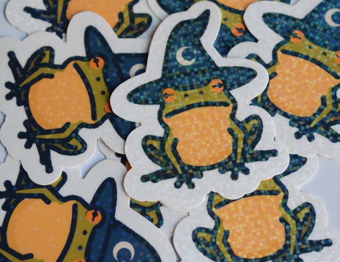 Small Frog Wizard Holographic Waterproof Vinyl Sticker - Etsy