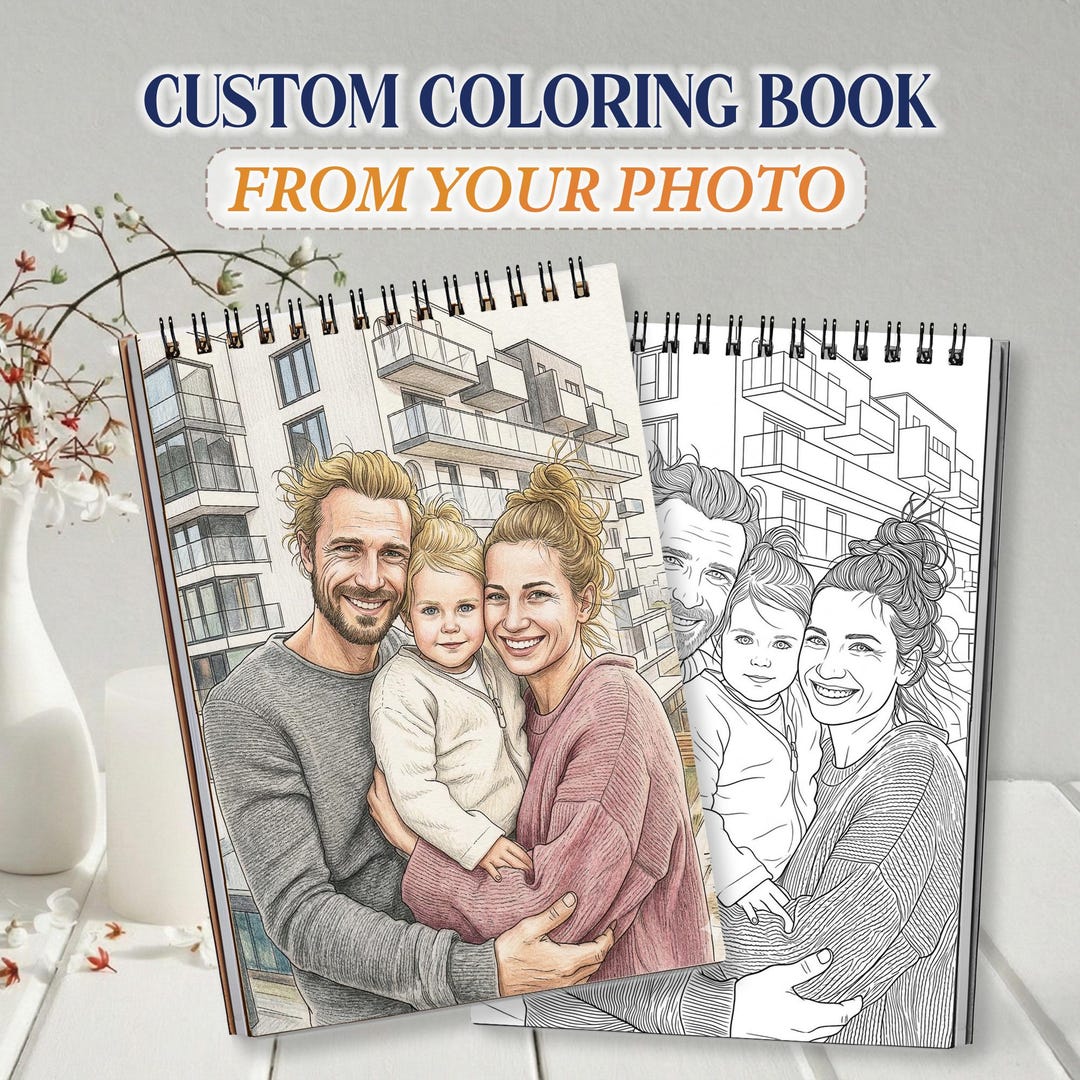 Custom Coloring Book From Your Photo, Personalized Photo Coloring Book ...