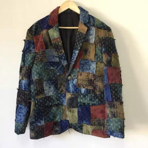 Artistic Quilted Patchwork Coat, Unique One-of-a-kind patchwork Jacket handcrafted from Upcycled fabrics