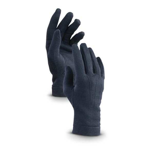 Italian Dress Gloves, Wool Blend Knit Fabric, Military Issue, Elastic Cuffs, Moisture-Wicking, Made in Italy, Navy