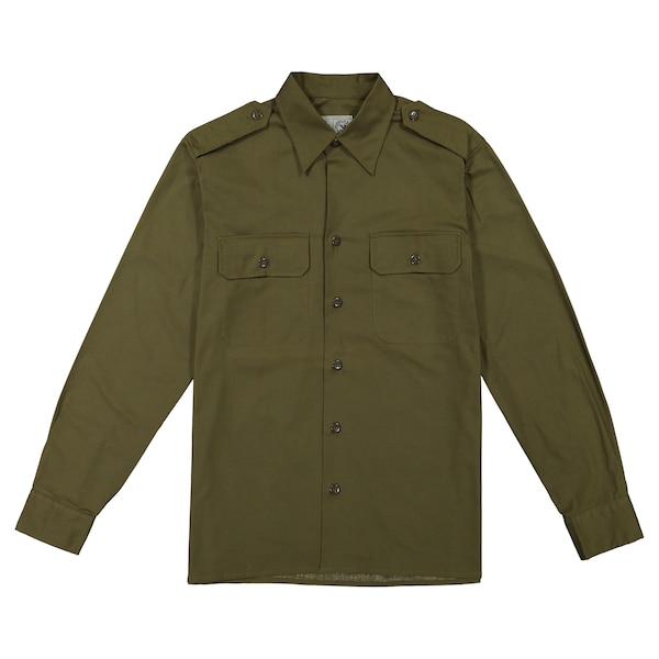 Vintage from 1982 Israel IDF Army Heavy Duty Uniform Shirt, Soft, Lightweight and Durable Cotton, Olive Drab, Made in Israel