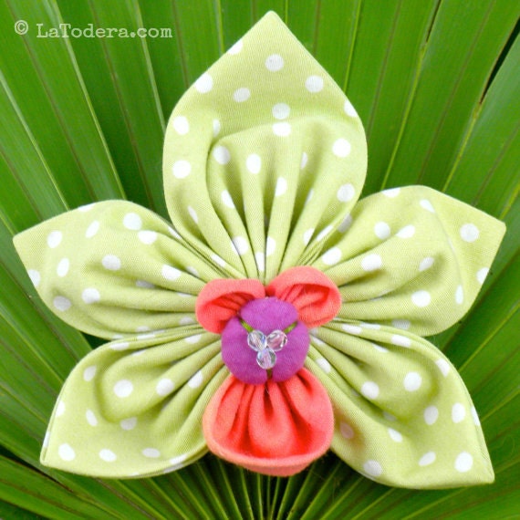 Kanzashi Flowers Pin Brooch Orchid Pattern Pdf Pattern Etsy