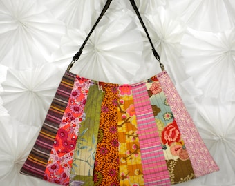 Fan Bag Sewing Pattern PDF , Patchwork Quilted Bag Pattern, Recycled Fabric Project, Fan Purse, Instant Download Sewing Pattern