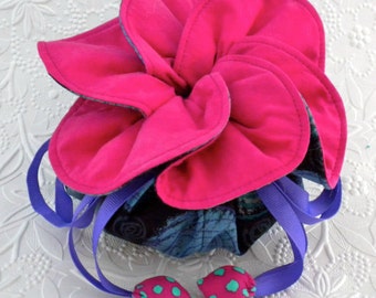 Dice Bag Pattern, Flower Drawstring Pouch Pattern, Sewing Organizer Pattern, Jewelry Organizer Pattern, PDF Instant Download