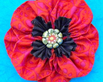 Poppy Fabric Flower Pattern, Kanzashi Flower, Memorial Poppy, Remembrance Day, Headband Flower, Fake Flowers, Red Brooch, PDF Sewing Pattern