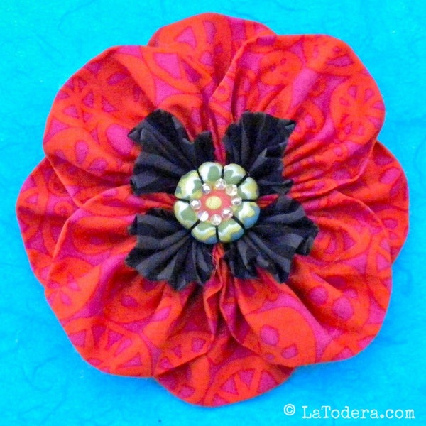 Poppy Fabric Flower Pattern, Kanzashi Flower, Memorial Poppy, Remembrance Day, Headband Flower, Fake Flowers, Red Brooch, PDF Sewing Pattern