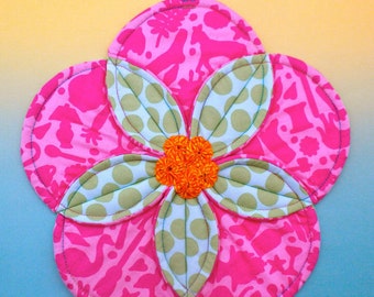 Plumeria Flower Potholder PDF Sewing Pattern, Instant Download,  Folded Flower Hotpad Pattern