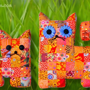 Quilted Cat Pillow PDF Sewing Pattern, Instant Download, Mama and Baby
