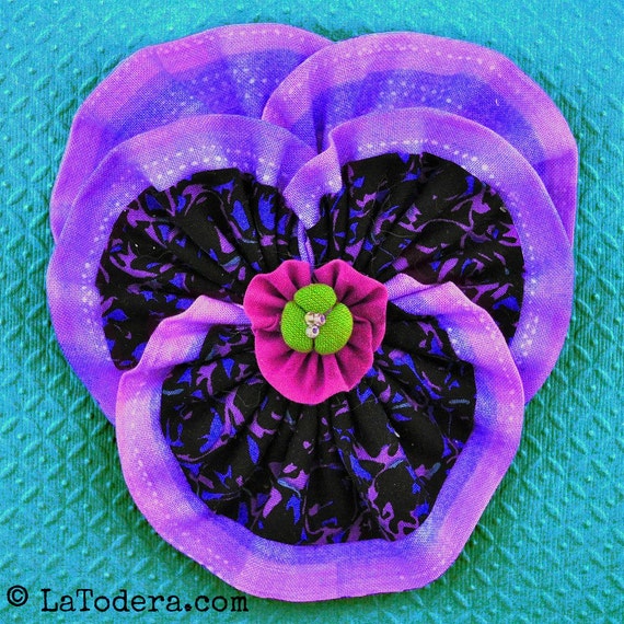 Kanzashi Flowers Pin Brooch Pansy Pattern Pdf Pattern Tutorial Etsy