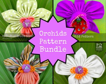 Orchid Fabric Flowers PDF Sewing Pattern Bundle