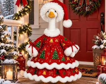 Disfraz navideño de 23 pulgadas para Porch Goose, decoración festiva para el jardín.