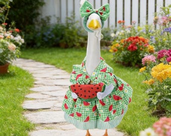 Disfraz de ganso sandía para estatuas de 58 cm, atuendo de verano para jardín o patio.