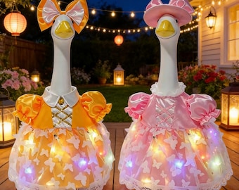 Falda de tul de princesa con luces para Porch Goose de 58 cm (23 pulgadas) – Conjunto de tutú de hada a pilas