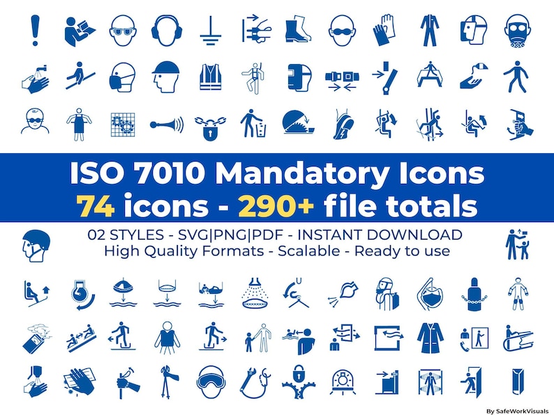 Iso Scope Icon ISO 7010 Mandatory Safety Icons | Blue Command Symbols (290+ Files ...