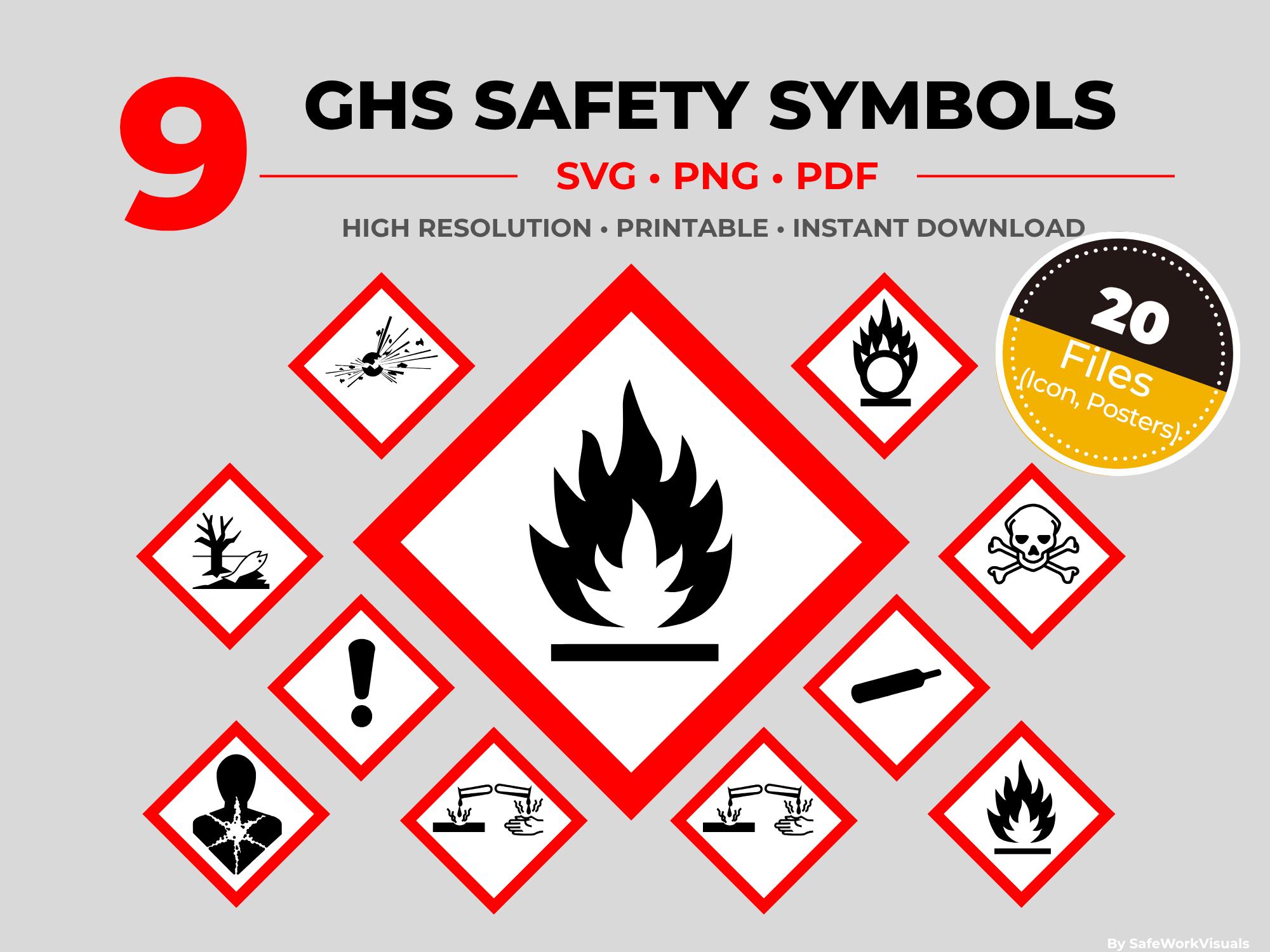 GHS Hazard Pictograms (svg, Png, Pdf) Set, Workplace Safety Signs ...